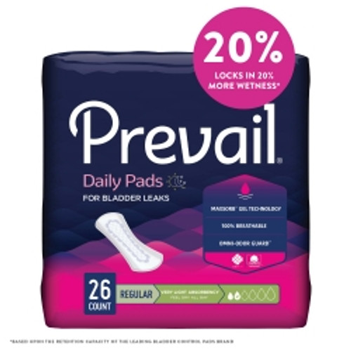 Bladder Control Pad Prevail® Daily Liner 7-1/2 Inch Length Light Absorbency Polymer Core Small (M-572727)