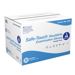 Exam Glove Safe-Touch™ Medium NonSterile Nitrile Standard Cuff Length Textured Fingertips Blue Not Rated,82278  (10/CS)