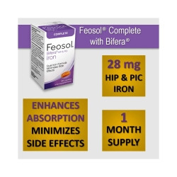 Mineral Supplement Feosol® Bifera® Hip & PIC Iron / PIC / HIP 28 mg - 22 mg - 6 mg Strength Caplet 30 per Bottle,84561  (1/BT)