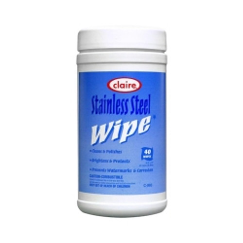 Claire® Stainless Steel Cleaner Premoistened Manual Pull Wipe 40 Count Canister Citrus Scent NonSterile (M-826241)