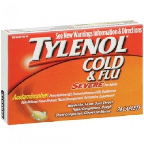 Cold and Cough Relief Tylenol® Cold & Flu Severe 325 mg - 5 mg - 200 mg - 15 mg Strength Caplet 24 per Bottle (M-829810)