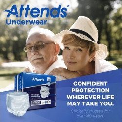 Unisex Adult Absorbent Underwear Attends® Overnight Pull On with Tear Away Seams Large Disposable Heavy Absorbency,84830  (14/BG)