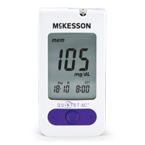 Blood Glucose Meter QUINTET AC® 5 Second Results Stores up to 500 Results No Coding Required (M-906769)