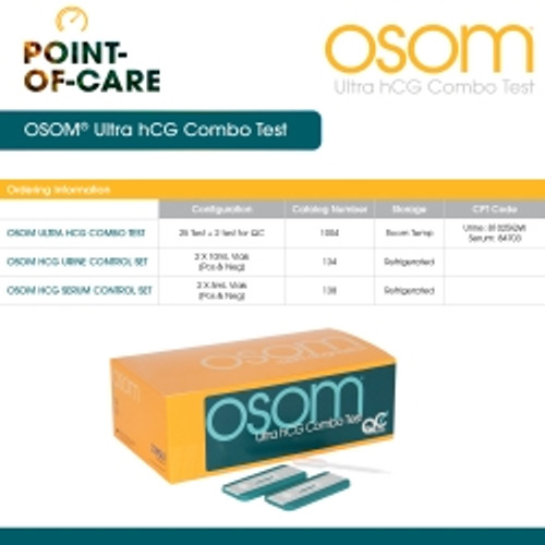 Reproductive Health Test Kit OSOM® Ultra hCG Combo hCG Pregnancy Test 25 Tests CLIA Waived (M-993312)