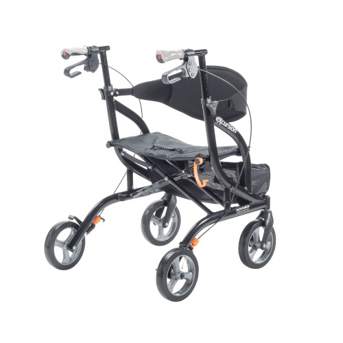 eXcursion XWD Heavy Duty Rollator Rolling Walker, Pearl Black