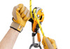 Petzl RIG Self Braking Descender - Yellow open with rope