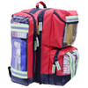 KEMP Ultimate EMS Backpack - Red w/Clear Pockets - Side Angle ***SUPPLIES NOT INCLUDED***