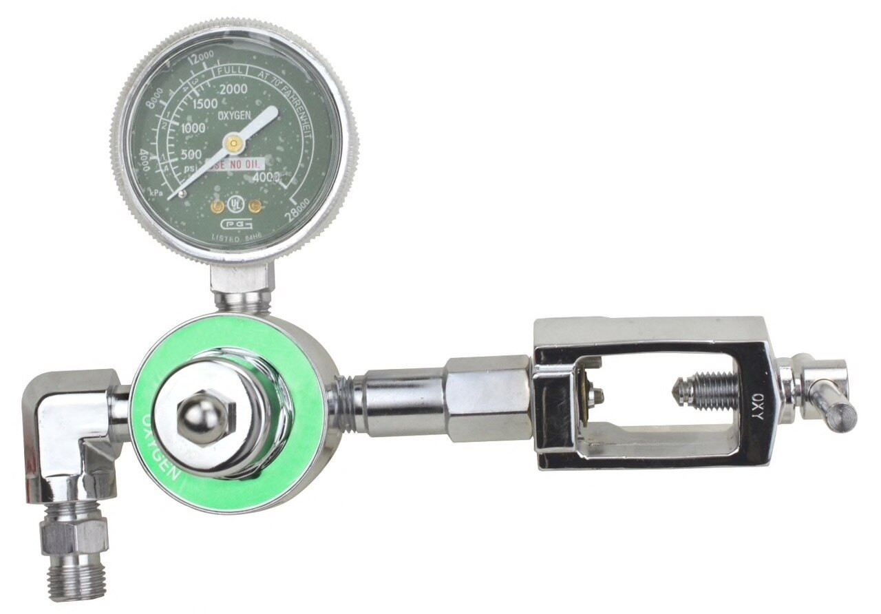 Brass Single Stage Oxygen Regulator 50 psi | Live Action Safety
