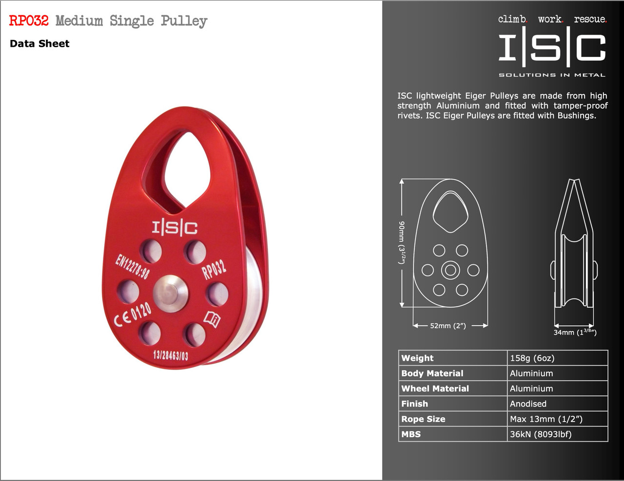 ISC Medium Single Pulley Live Action Safety