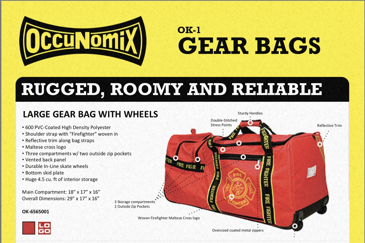 Occunomix Firefighting Gear Bag w/Maltese Cross Live Action Safety