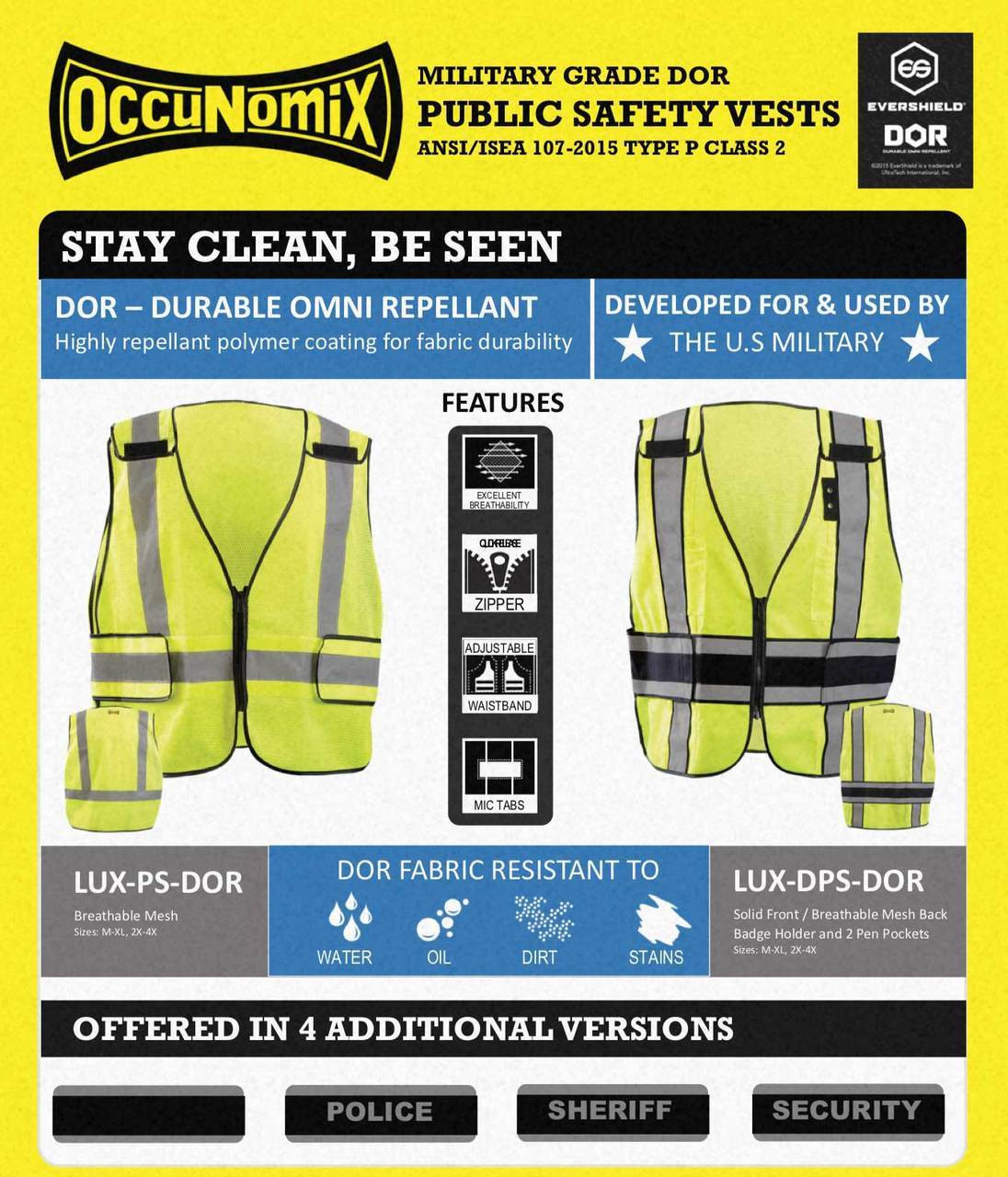 Occunomix DOR Deluxe Public Safety Security Vest - H Back | Live