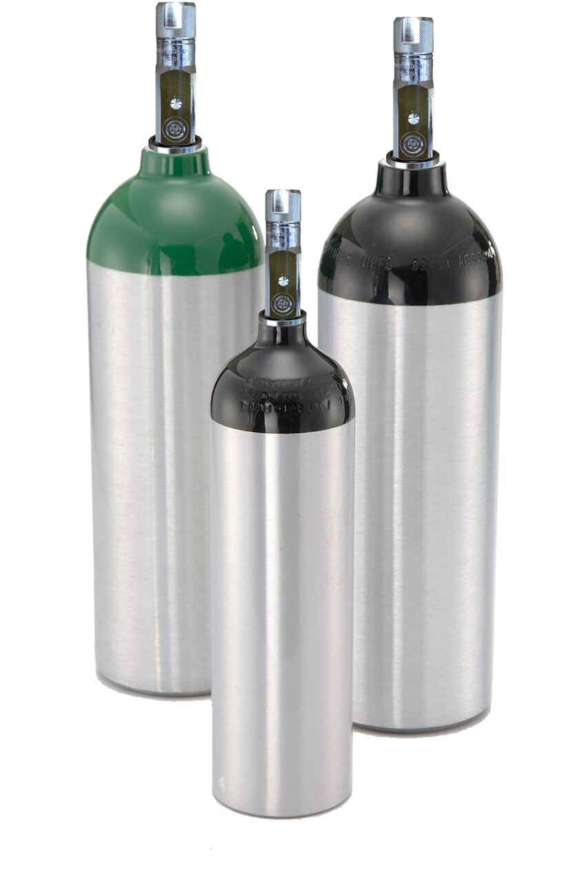 Aluminum Oxygen Cylinder Size B (M-6) - With Z Valve