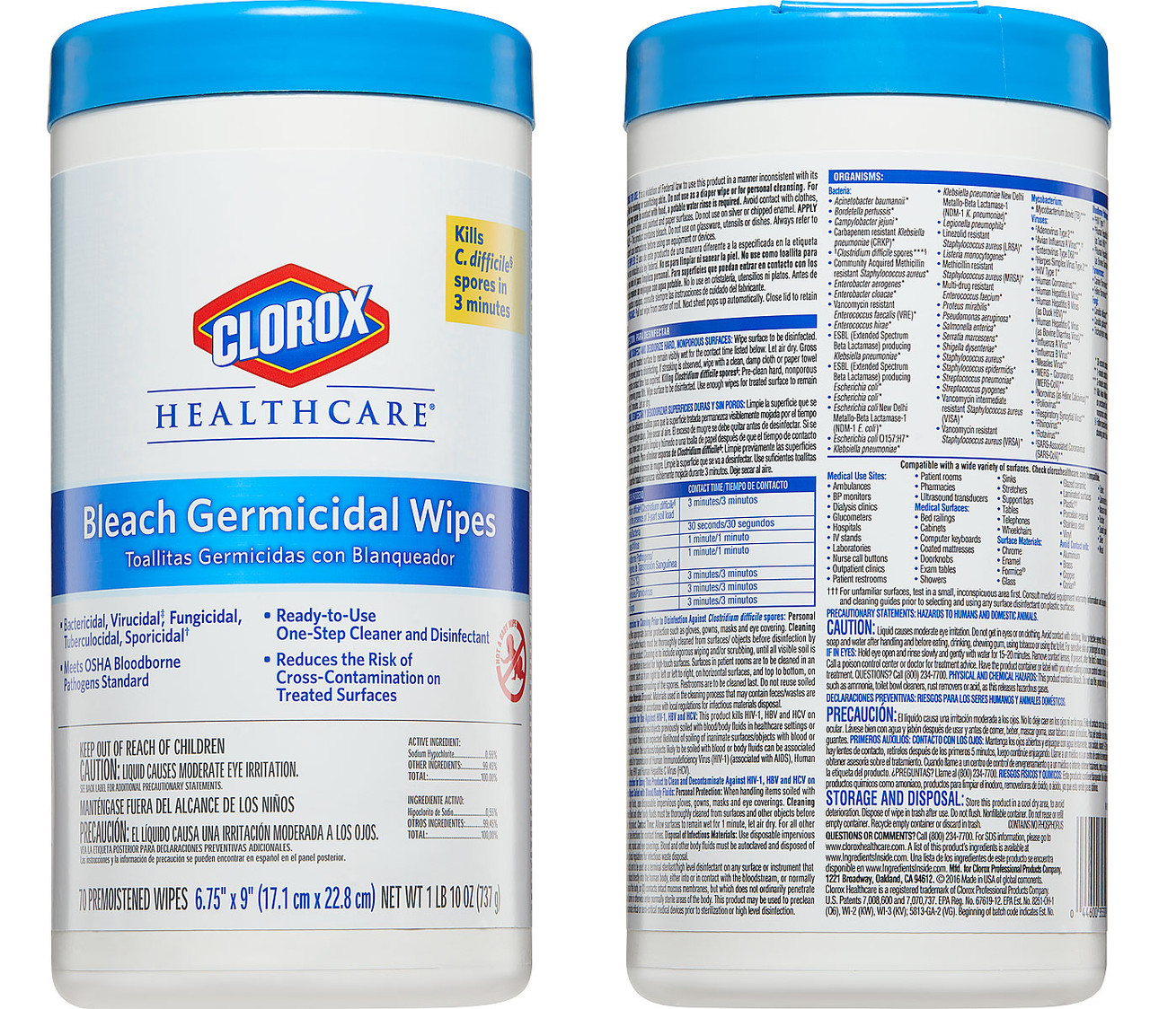 Clorox Healthcare Bleach Germicidal Disinfectant Wipes