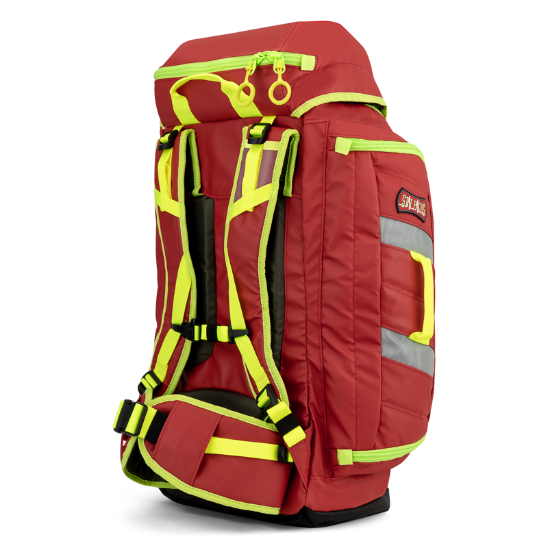red medical backpack
