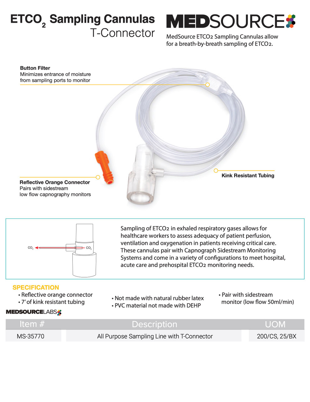 Disposable CO2 Sampling Nasal Tubes For Contec CA10S Capnograph – 100 Pcs