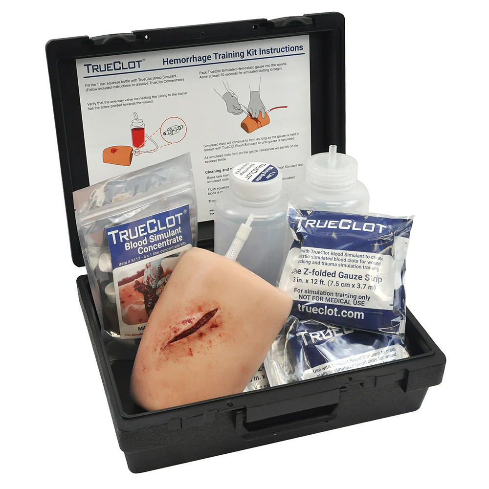 TrueClot Hemorrhage Training Kit Laceration Wound w/Z-Fold Gauze