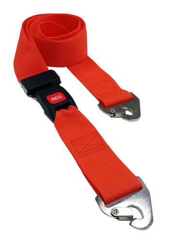 Poly 2 pc. Metal Buckle & Non-Swivel Clip Spineboard Strap - 5'
