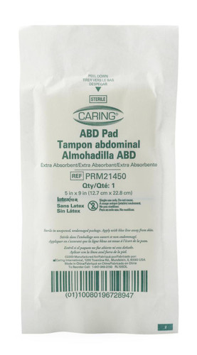 Caring Sterile Combine ABD Pads - 5" x 9"