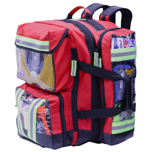 KEMP Ultimate EMS Backpack - Red w/Clear Pockets ***SUPPLIES NOT INCLUDED***