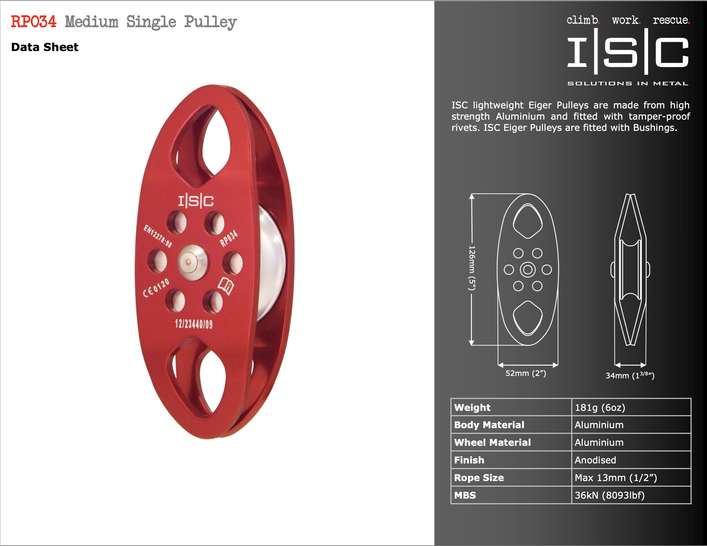 ISC Medium Double Ended Pulley Live Action Safety