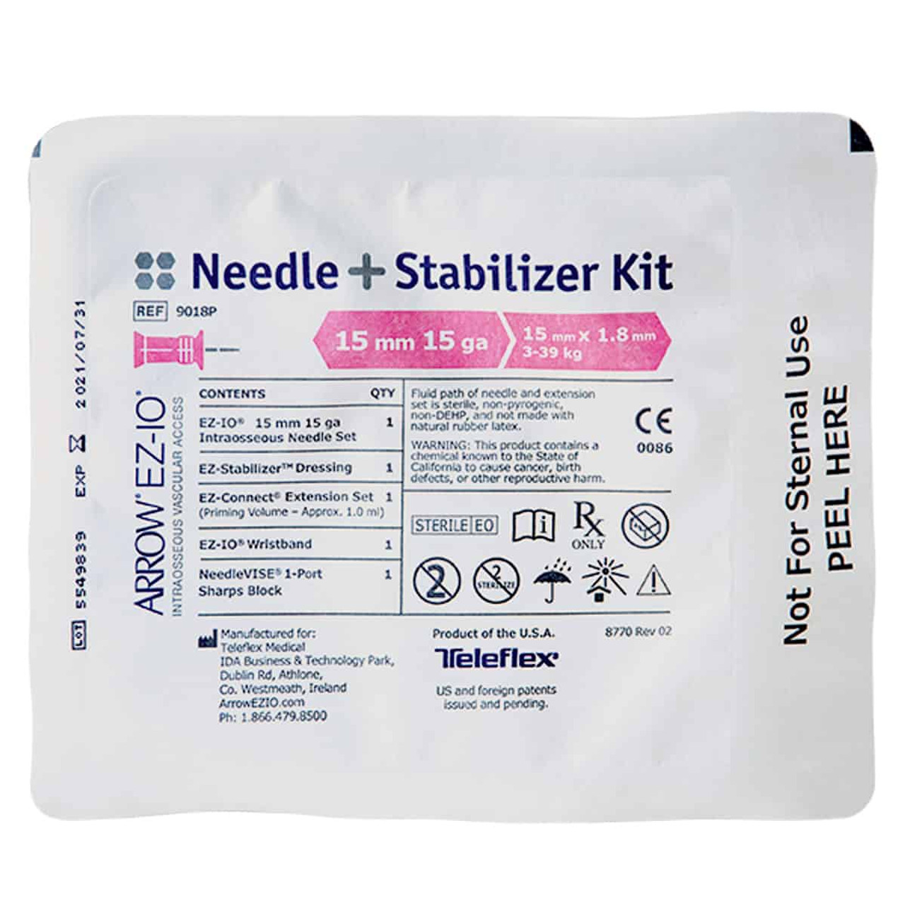 EZIO Pediatric Needle 15mm + Stabilizer Kit Live Action Safety