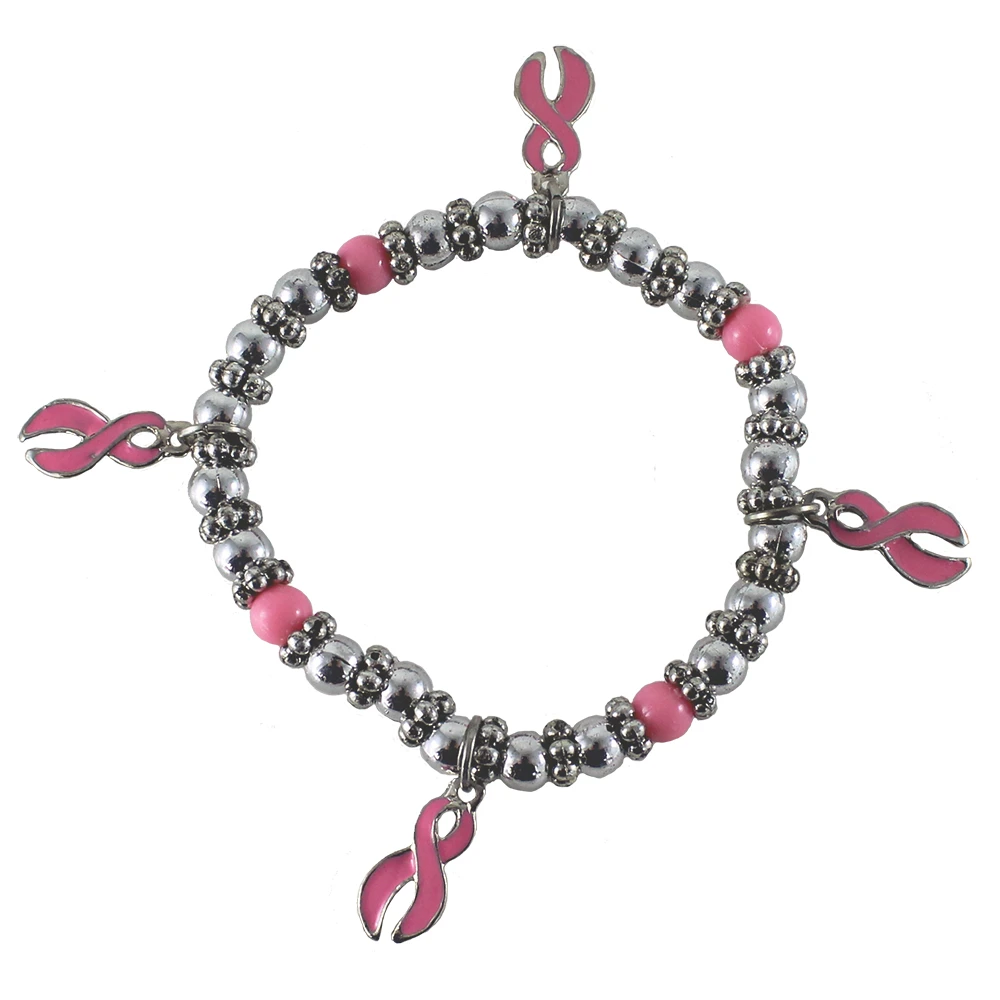 Pink Ribbon Metal Metal Pink Ribbon Charm Bracelets | WRB Sales Wholesale Canada