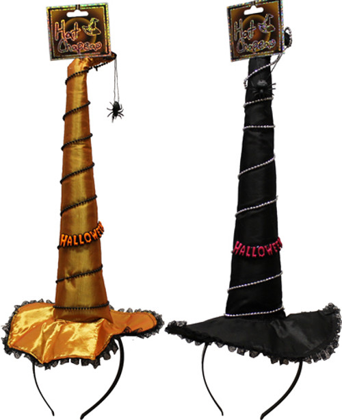 Mini Witch Tall Hat With Spiders