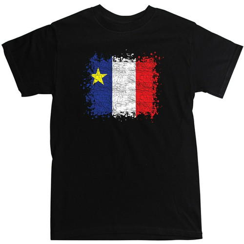 Grunge Acadian Flag X-Large T-Shirt. This soft and durable t-shirt is the perfect tee to sport at a Acadian Festival to show your Acadian Pride.