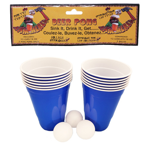 Blue Beer Pong Game Set - Each set comes with 12 16oz cups and 3 balls.