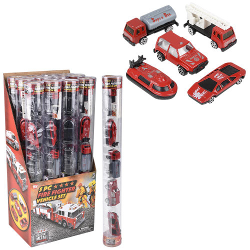 Die-Cast Fire Fighter Vehicle Tube Set 5 pc