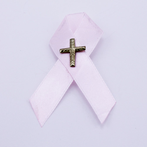 Pink Ribbon Cross Pin