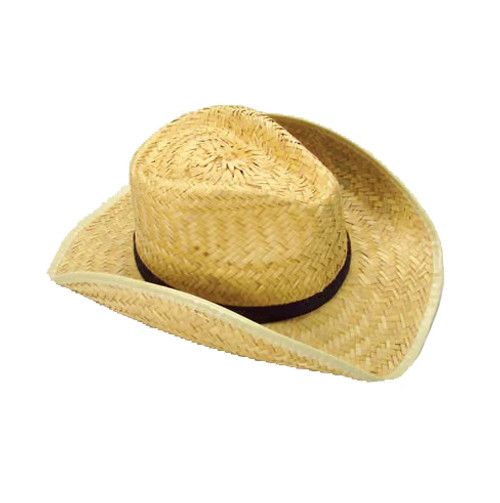 Rolled Brim Woven Straw Cowboy Hat