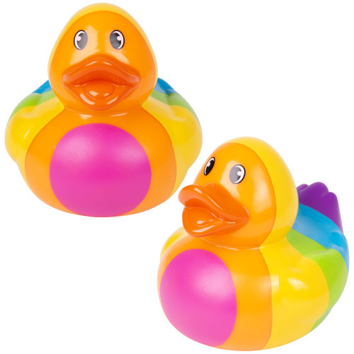 Big Rainbow Rubber Duckies 6"