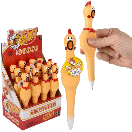 7" Rubber Chicken Squeaking Pen
