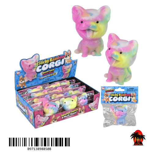 2.75" Sticky Rainbow Corgi