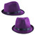 These deluxe adult purple glitter felt fedoras hats are a great accessory for anyone from 1920s gangsters. These are a great quality item for the price with a glitter finish and contrasting black hat-band.