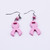 Pink Ribbon Wooden Earrings