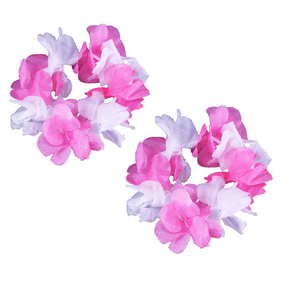 Pink & White Hawaiian Flower Lei Bracelets