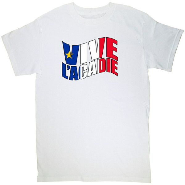 Vive l'acadie Classic X-Large T-Shirt. This soft and durable t-shirt is the perfect tee to sport at a Acadian Festival to show your Acadian Pride.
