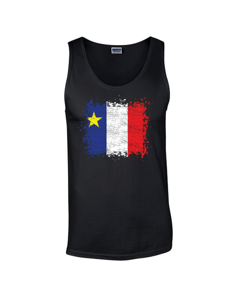 Grunge Acadian Flag Large Tank Top. This soft and durable Tank Top is the perfect top to sport at a Acadian Festival to show your Acadian Pride.