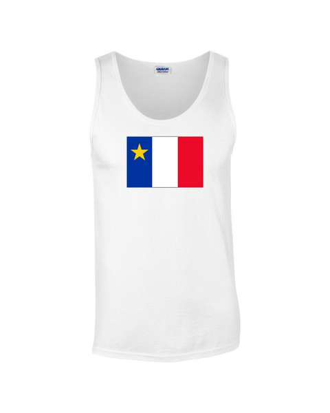 Acadian Flag - Drapeau Acadian Classic Large Tank Top. This soft and durable Tank Top is the perfect top to sport at a Acadian Festival to show your Acadian Pride.