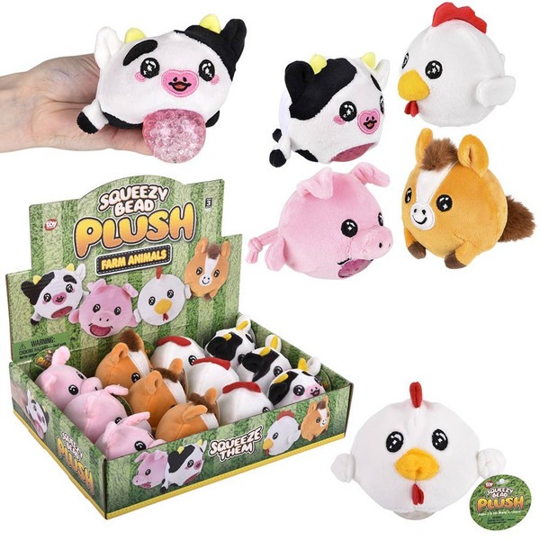 3" Farm Animal Squeezy Bead Plush