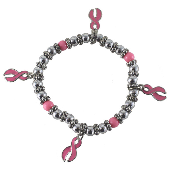 Metal Pink Ribbon Charm Bracelets