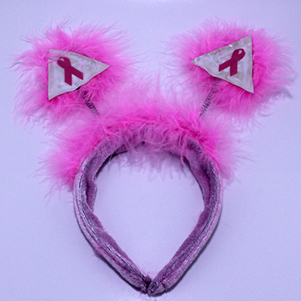 Pink Ribbon Headband with Fur