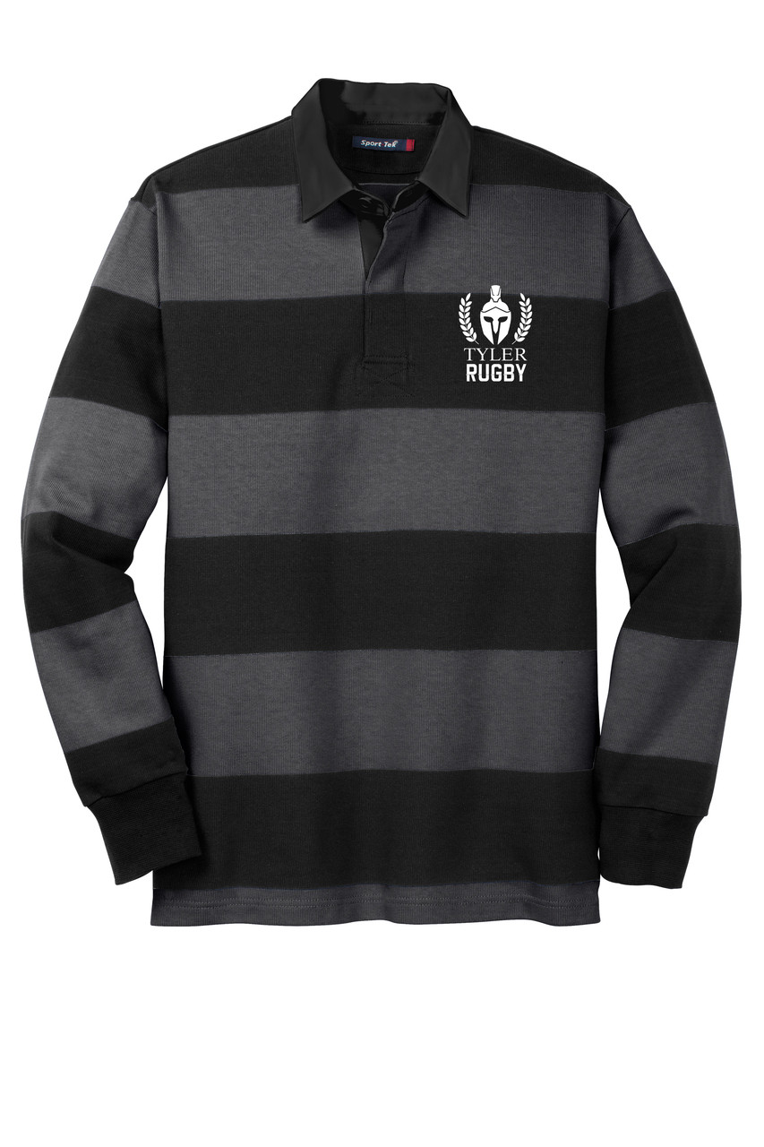 Download Mens Long Sleeve Rugby Polo. ST300 Black/ Graphite Grey ...