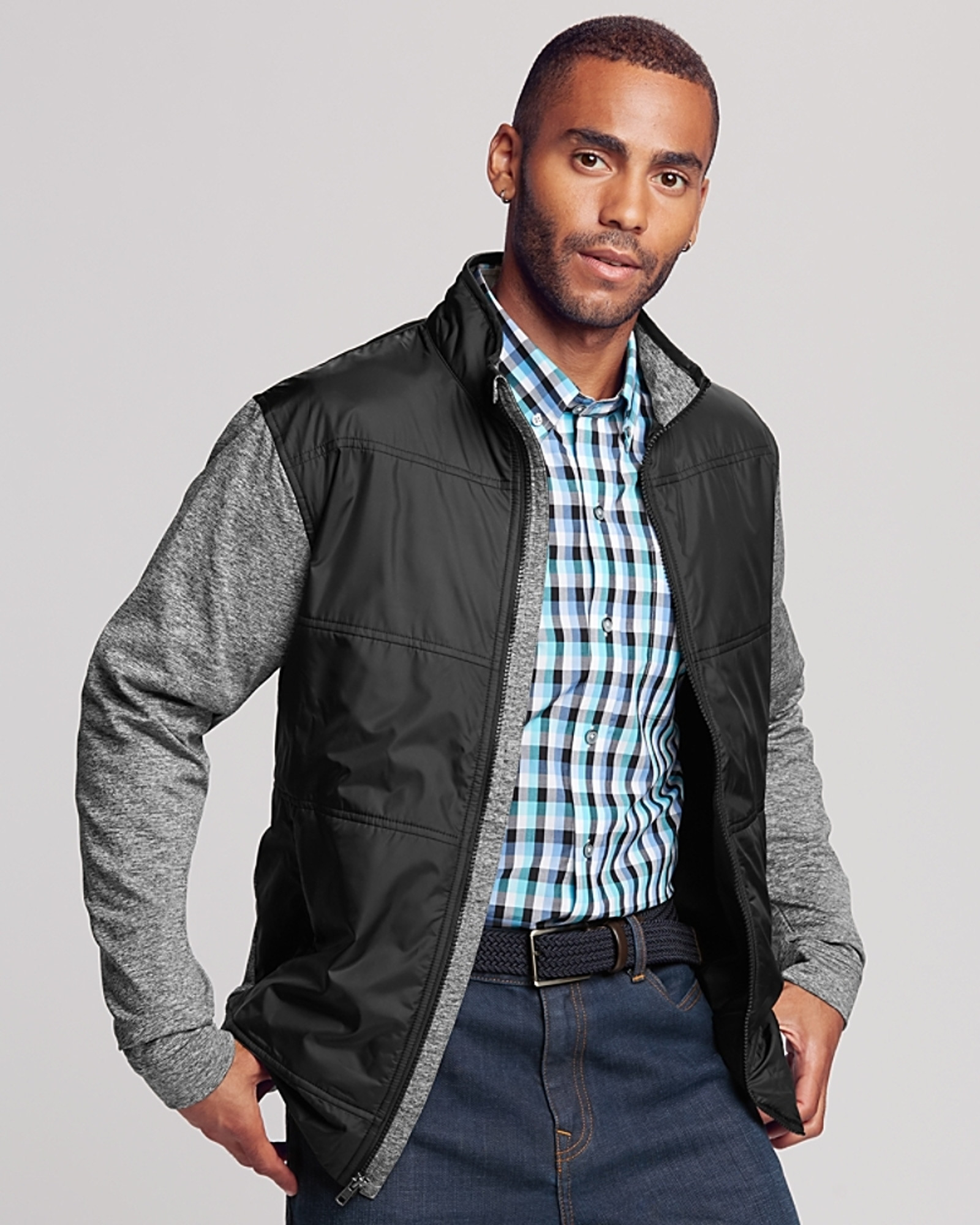 Stealth Hybrid Quilted Mens Full Zip Windbreaker Jacket