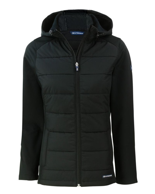 Black; Cutter & Buck Evoke Hybrid Eco Softshell Women's Hooded Jacket
