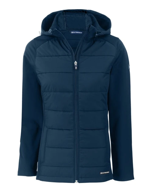 Navy Blue; Cutter & Buck Evoke Hybrid Eco Softshell Women's Hooded Jacket