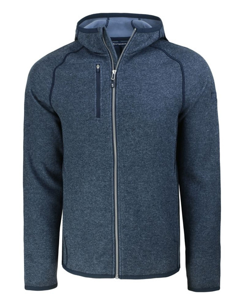 Liberty Navy Heather; Cutter & Buck Mainsail Full Zip Hooded Mens Golfing Jacket