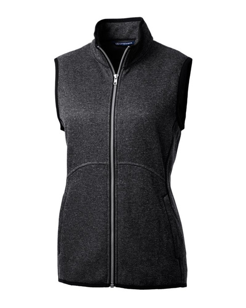 Charcoal Heather; Cutter & Buck Mainsail Womens Sweater Full Zip Vest